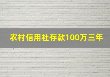 农村信用社存款100万三年