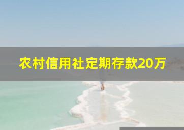 农村信用社定期存款20万