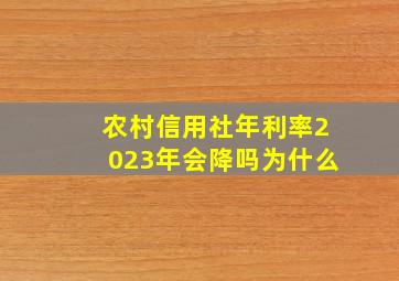 农村信用社年利率2023年会降吗为什么