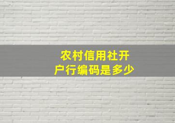 农村信用社开户行编码是多少