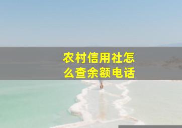 农村信用社怎么查余额电话