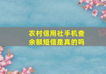 农村信用社手机查余额短信是真的吗