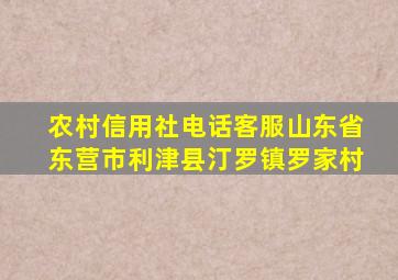 农村信用社电话客服山东省东营市利津县汀罗镇罗家村