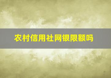 农村信用社网银限额吗