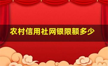 农村信用社网银限额多少