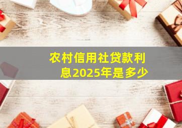 农村信用社贷款利息2025年是多少