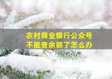 农村商业银行公众号不能查余额了怎么办