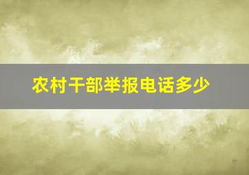 农村干部举报电话多少