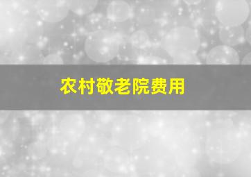 农村敬老院费用