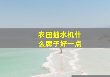 农田抽水机什么牌子好一点