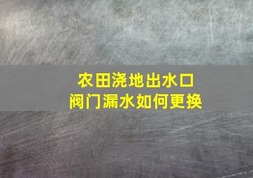 农田浇地出水口阀门漏水如何更换