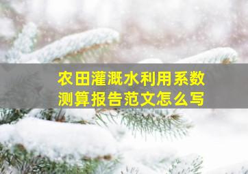 农田灌溉水利用系数测算报告范文怎么写