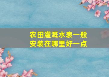 农田灌溉水表一般安装在哪里好一点