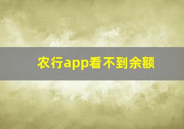 农行app看不到余额