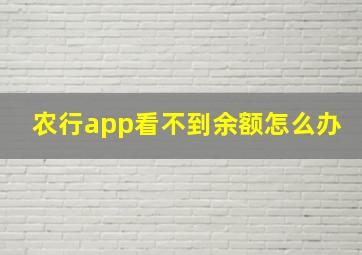 农行app看不到余额怎么办