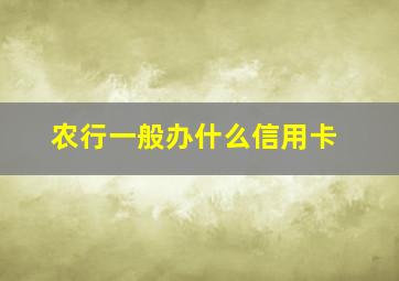 农行一般办什么信用卡