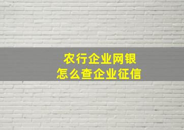 农行企业网银怎么查企业征信