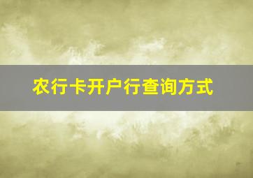 农行卡开户行查询方式