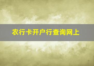 农行卡开户行查询网上