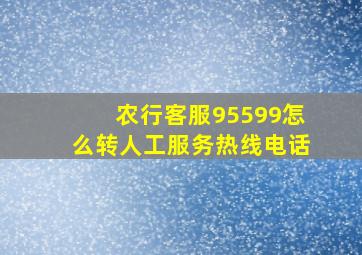 农行客服95599怎么转人工服务热线电话