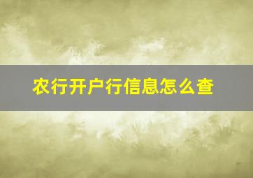 农行开户行信息怎么查