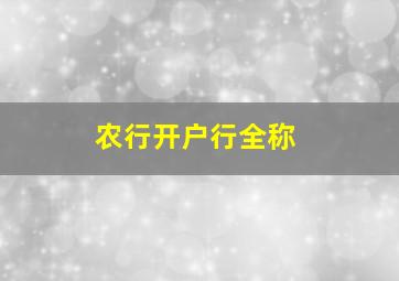 农行开户行全称