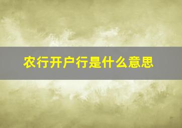 农行开户行是什么意思