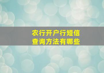 农行开户行短信查询方法有哪些