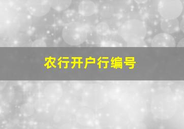 农行开户行编号