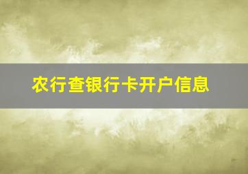 农行查银行卡开户信息