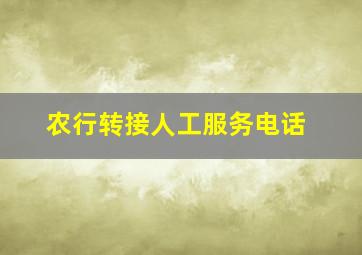 农行转接人工服务电话