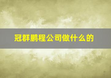 冠群鹏程公司做什么的