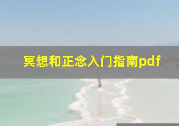 冥想和正念入门指南pdf