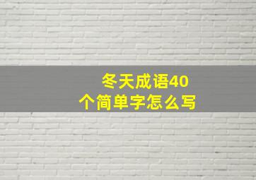 冬天成语40个简单字怎么写