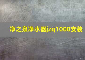 净之泉净水器jzq1000安装