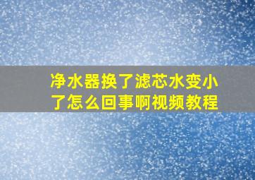 净水器换了滤芯水变小了怎么回事啊视频教程