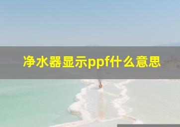 净水器显示ppf什么意思