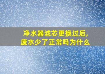 净水器滤芯更换过后,废水少了正常吗为什么