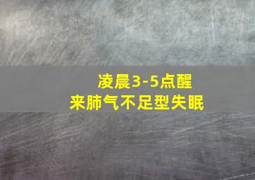 凌晨3-5点醒来肺气不足型失眠