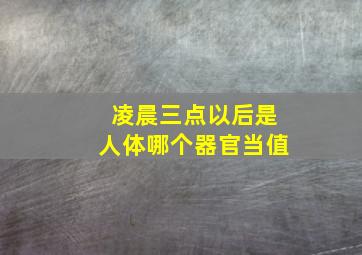 凌晨三点以后是人体哪个器官当值