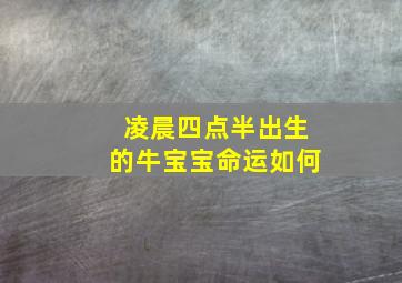 凌晨四点半出生的牛宝宝命运如何