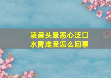 凌晨头晕恶心泛口水胃难受怎么回事