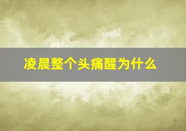 凌晨整个头痛醒为什么