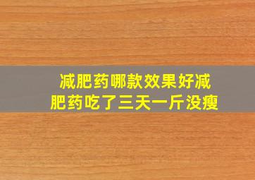 减肥药哪款效果好减肥药吃了三天一斤没瘦