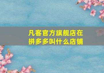 凡客官方旗舰店在拼多多叫什么店铺