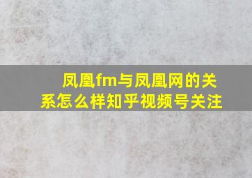 凤凰fm与凤凰网的关系怎么样知乎视频号关注