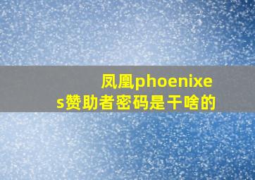 凤凰phoenixes赞助者密码是干啥的