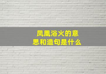 凤凰浴火的意思和造句是什么