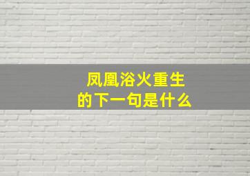 凤凰浴火重生的下一句是什么