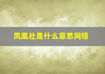 凤凰社是什么意思网络